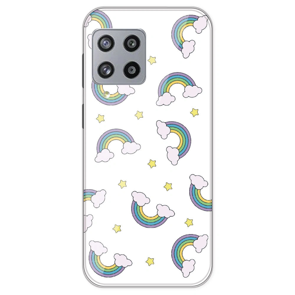 Rainbow With Clouds - Clear Printed Silicone Case For Samsung Galaxy M42