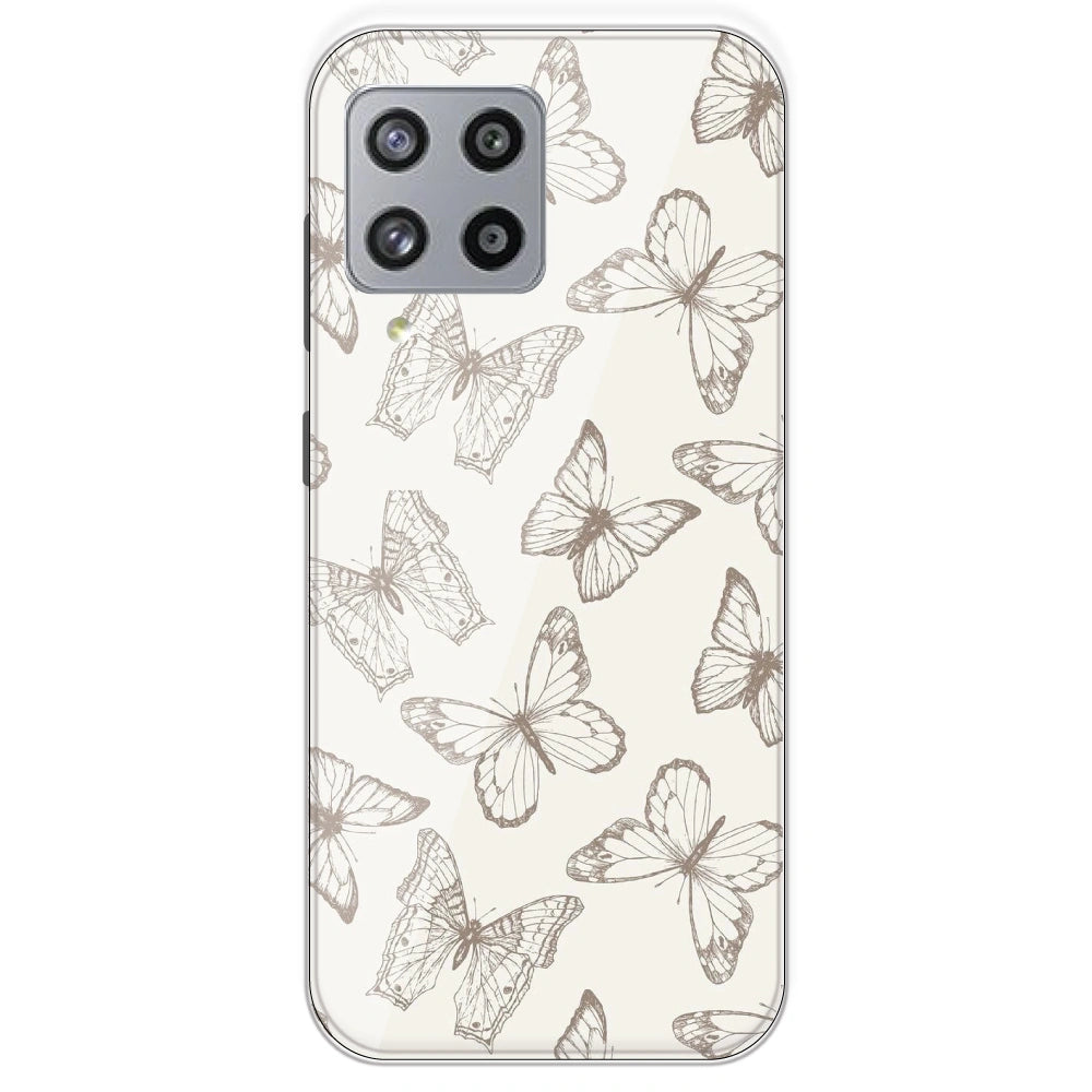 White Butterflies - Printed Silicone Case For Samsung Galaxy M42