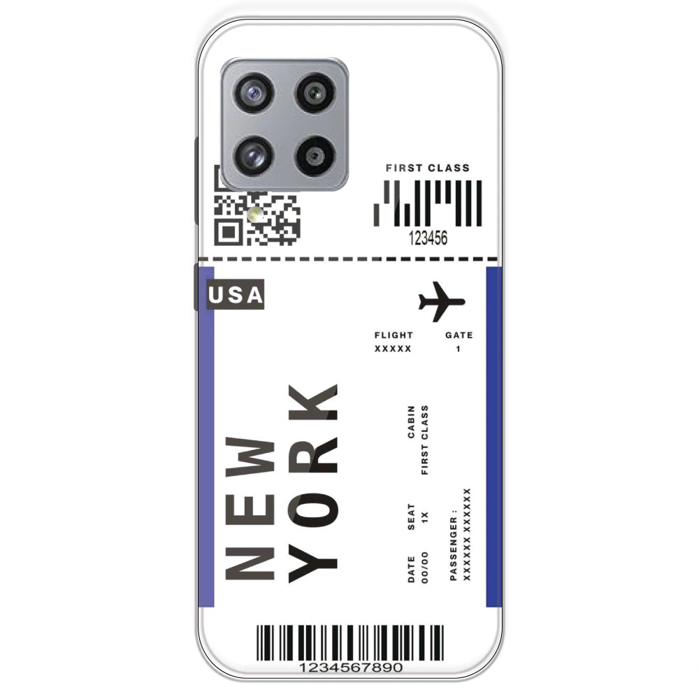 New York Ticket - Clear Printed Silicone Case For Samsung Galaxy M42