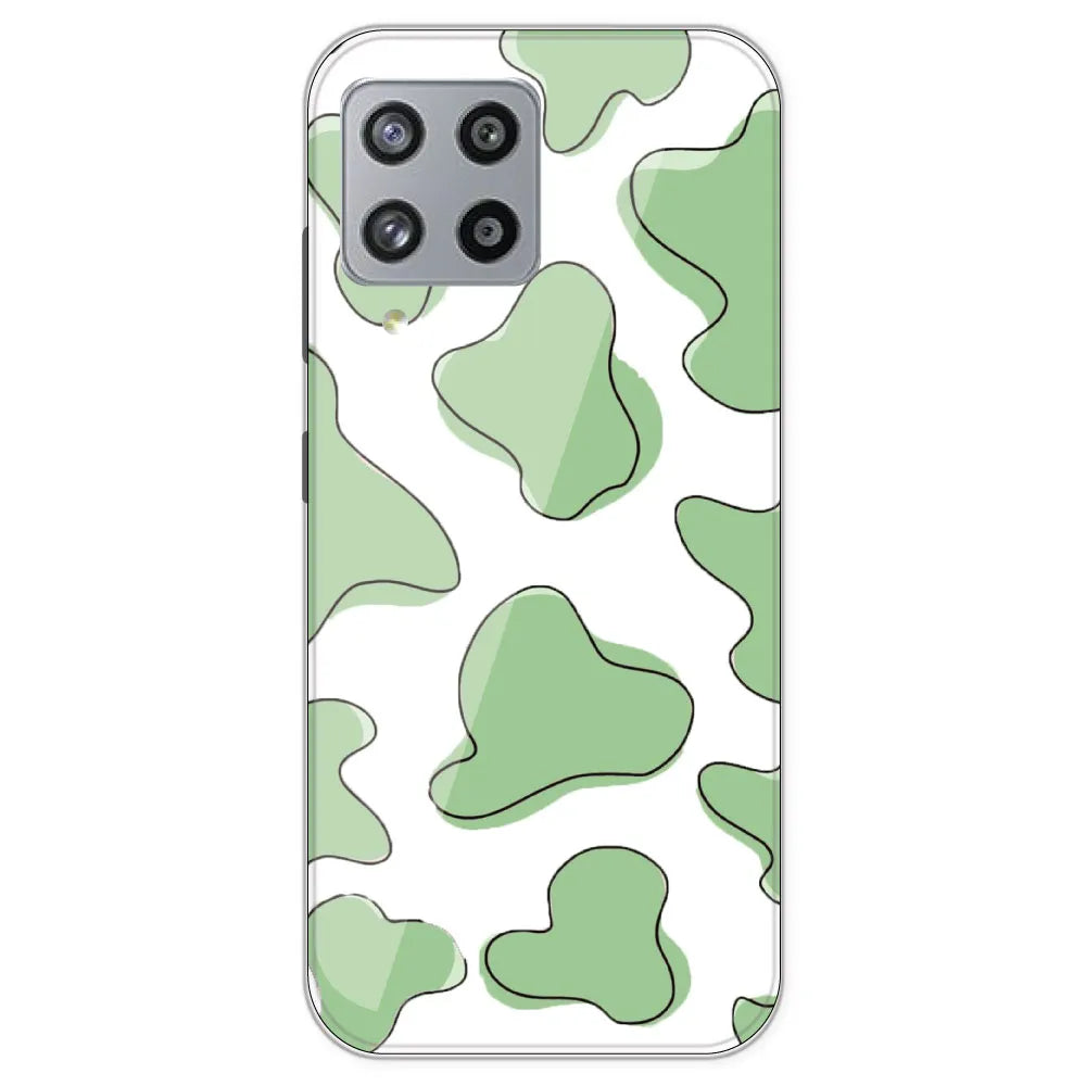 Green Cow Print - Clear Printed Silicone Case For Samsung Galaxy M42