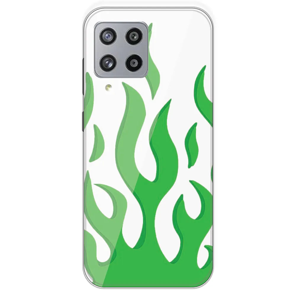 White Aesthetic Flame - Clear Printed Silicone Case For Samsung Galaxy M42
