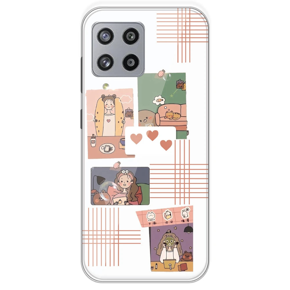 Cute Girl Collage - Clear Printed Silicone Case For Samsung Galaxy M42
