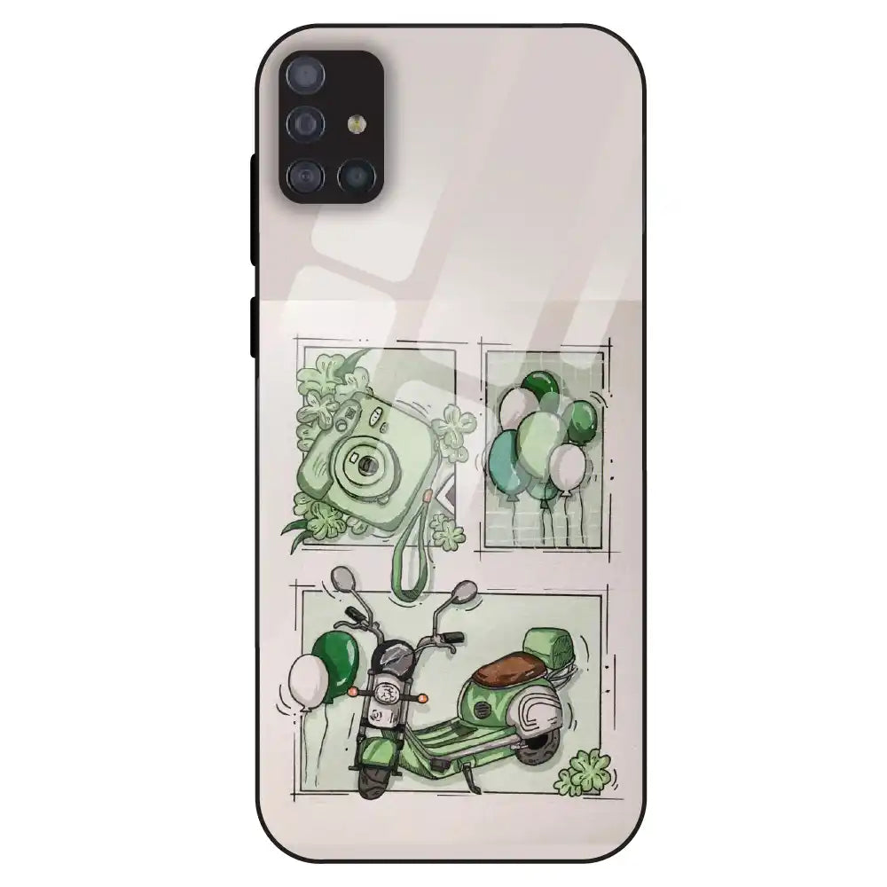 Vintage Green Sketch Aesthetic - Glass Case For Samsung Galaxy M51