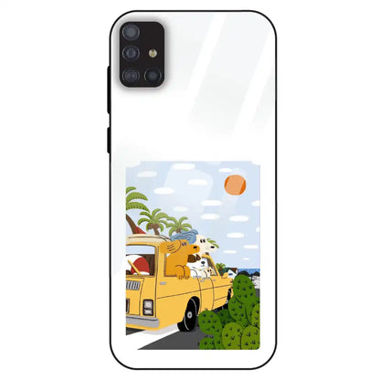 Cute Dog Travel Cartoon - Glass Case For Samsung Galaxy M51