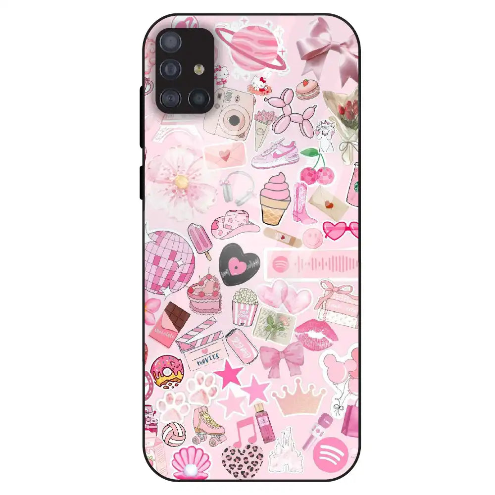 Pink Pop Aesthetic Collage - Glass Case For Samsung Galaxy M51
