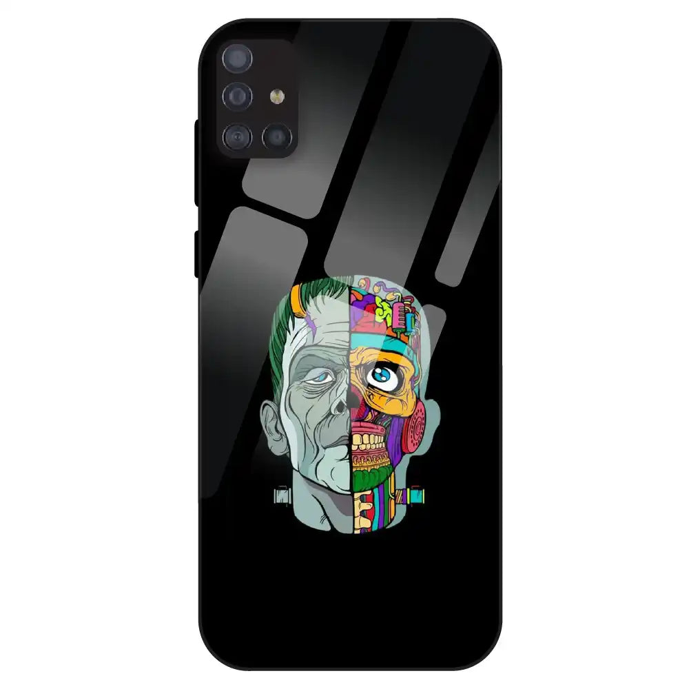 Half Skull Pop Art - Glass Case For Samsung Galaxy M51