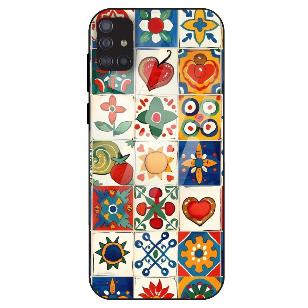 Colorful Tile Art - Glass Case For Samsung Galaxy M51