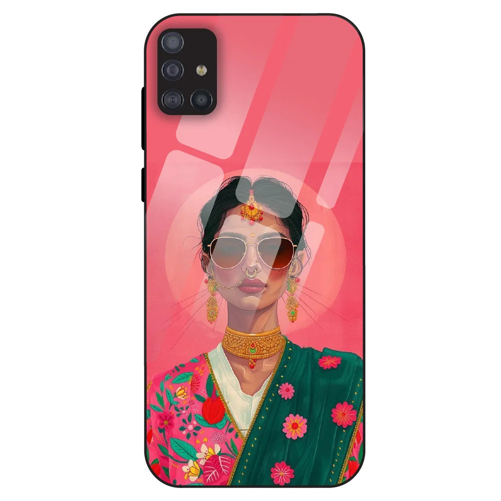 Royal Ethnic Diva - Glass Case For Samsung Galaxy M51