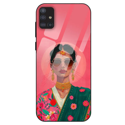 Royal Ethnic Diva - Glass Case For Samsung Galaxy M51