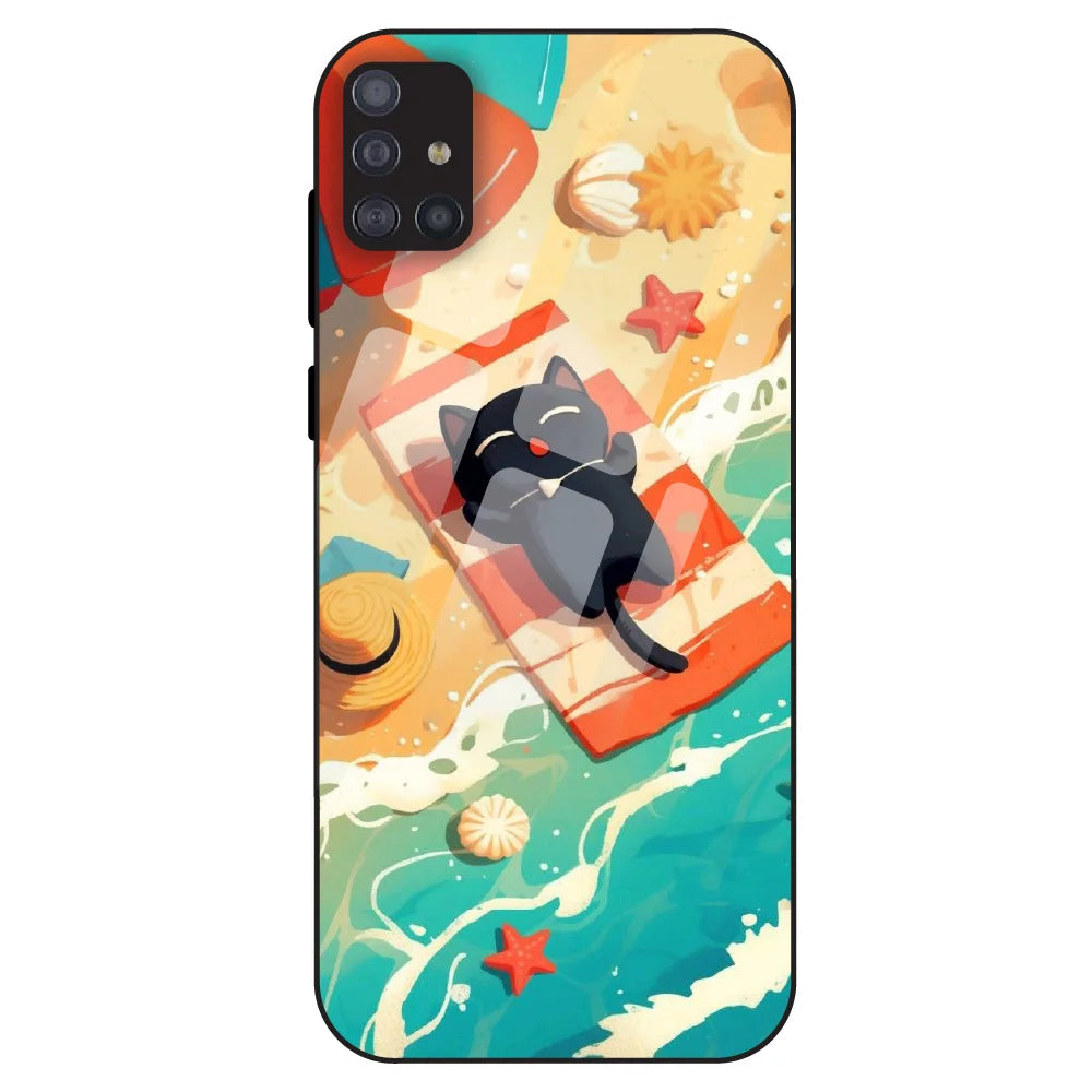 Beach Cat Aesthetic - Glass Case For Samsung Galaxy M51