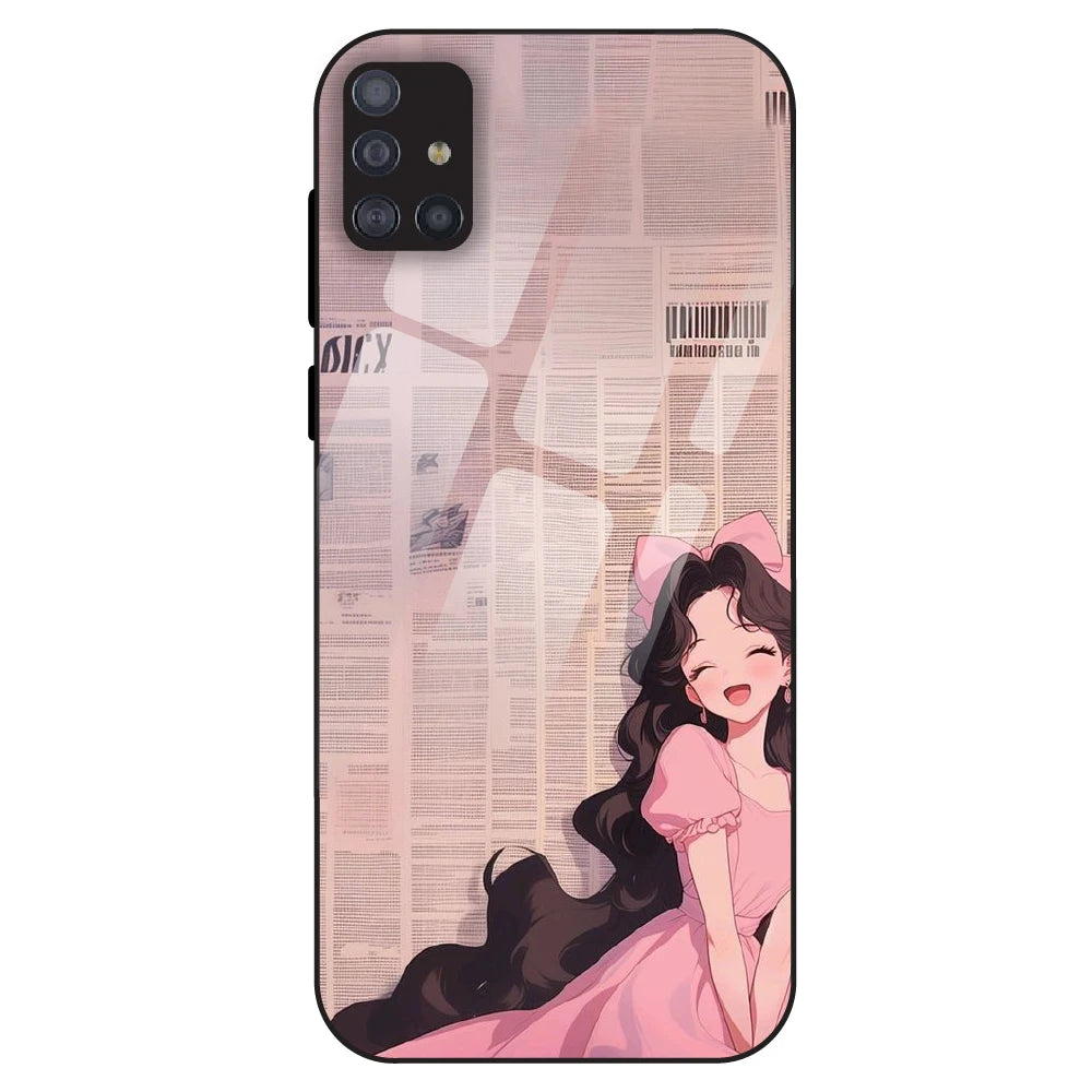 Cute Pink Anime Girl - Glass Case For Samsung Galaxy M51