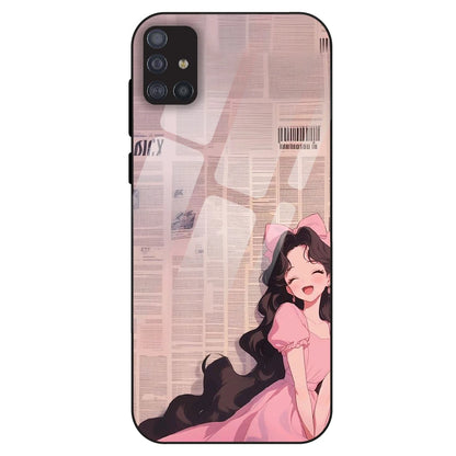 Cute Pink Anime Girl - Glass Case For Samsung Galaxy M51