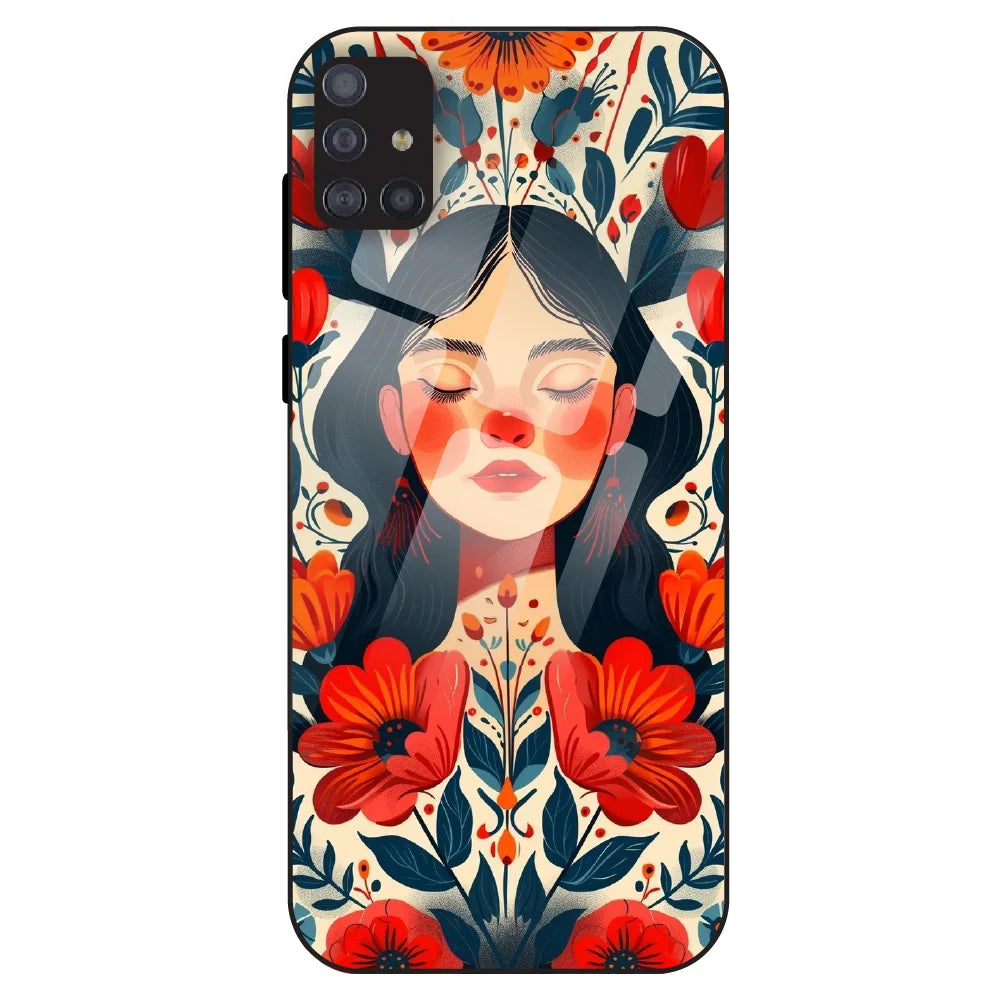 Floral Muse Portrait - Glass Case For Samsung Galaxy M51