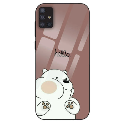 Cute Bear Minimal - Glass Case For Samsung Galaxy M51