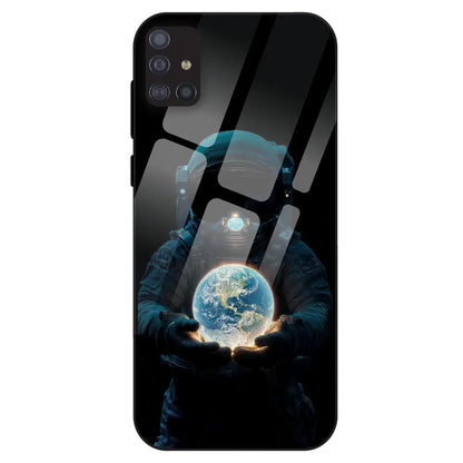 Astronaut Holding Earth - Glass Case For Samsung Galaxy M51