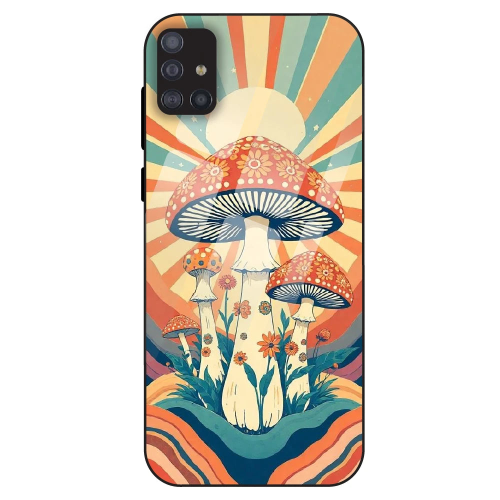 Retro Mushroom Art - Glass Case For Samsung Galaxy M51