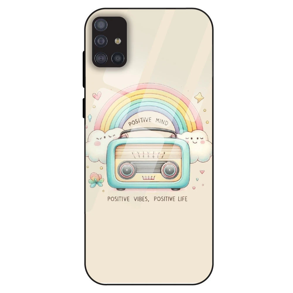 Positive Vibes Retro - Glass Case For Samsung Galaxy M51