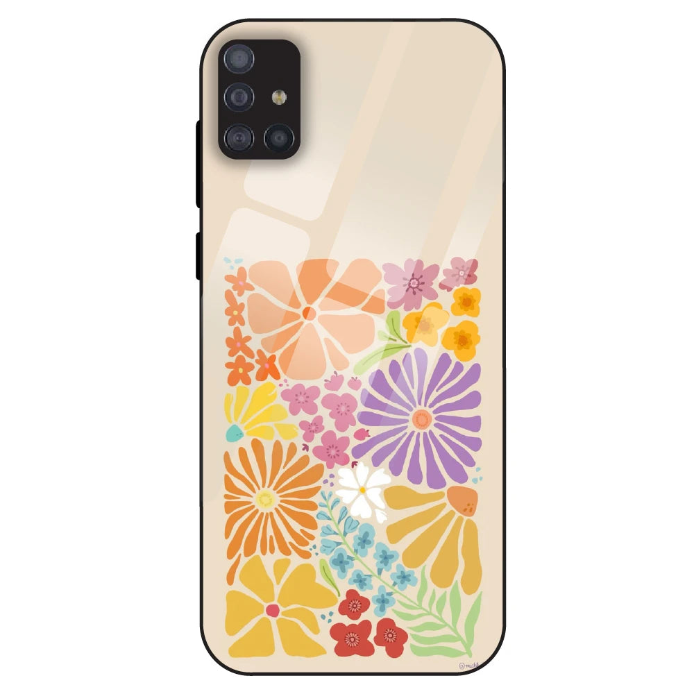 Colorful Floral - Glass Case For Samsung Galaxy M51