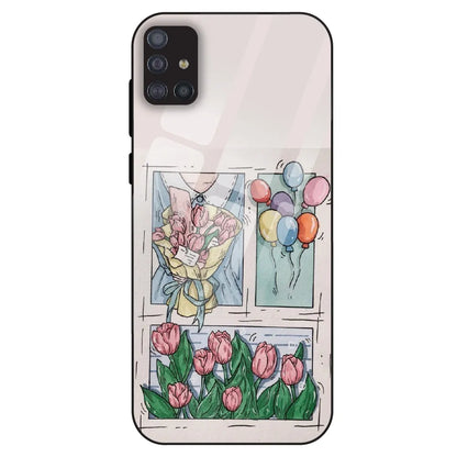 Tulip Aesthetic Sketch - Glass Case For Samsung Galaxy M51