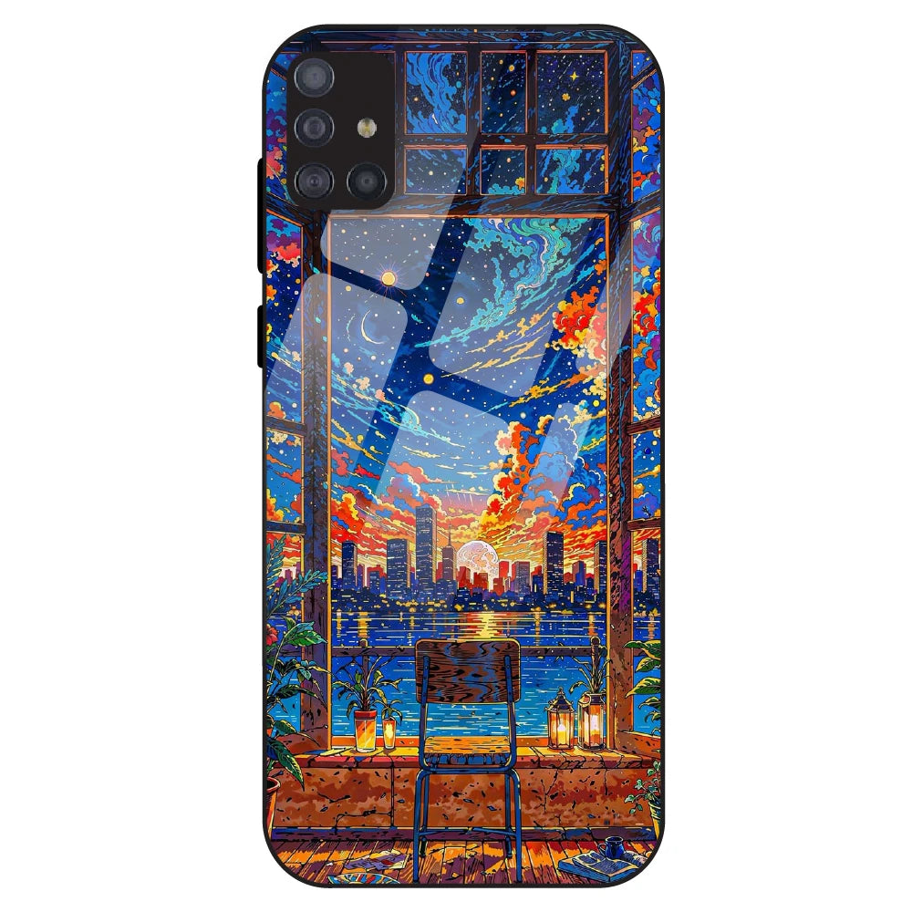 Sunset City View - Glass Case For Samsung Galaxy M51