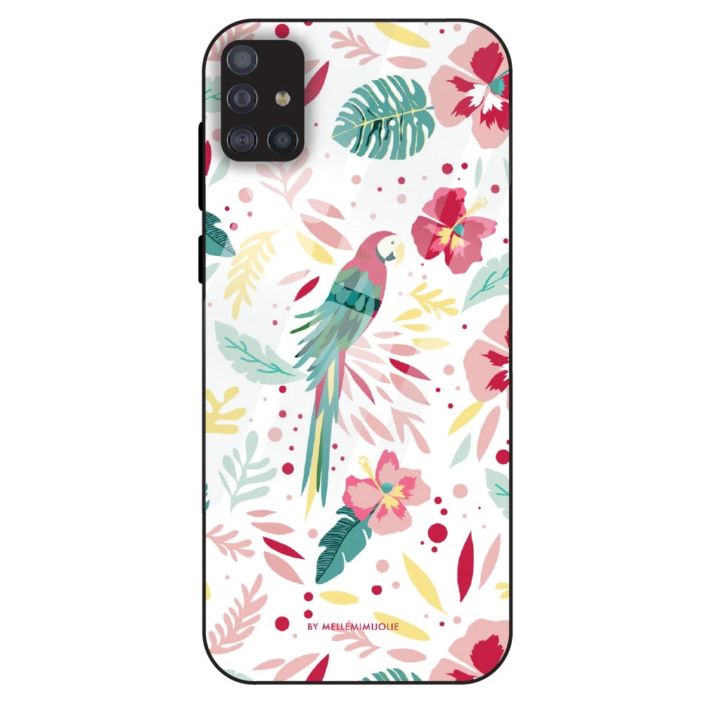 Tropical Parrot Floral - Glass Case For Samsung Galaxy M51