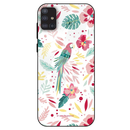 Tropical Parrot Floral - Glass Case For Samsung Galaxy M51