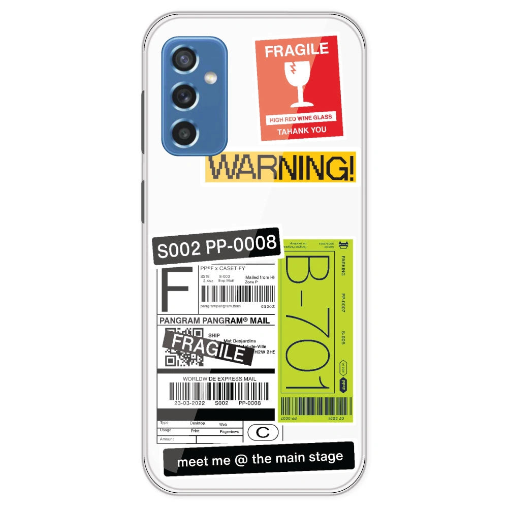 Fragile Labels - Clear Printed Silicone Case For Samsung Galaxy M52