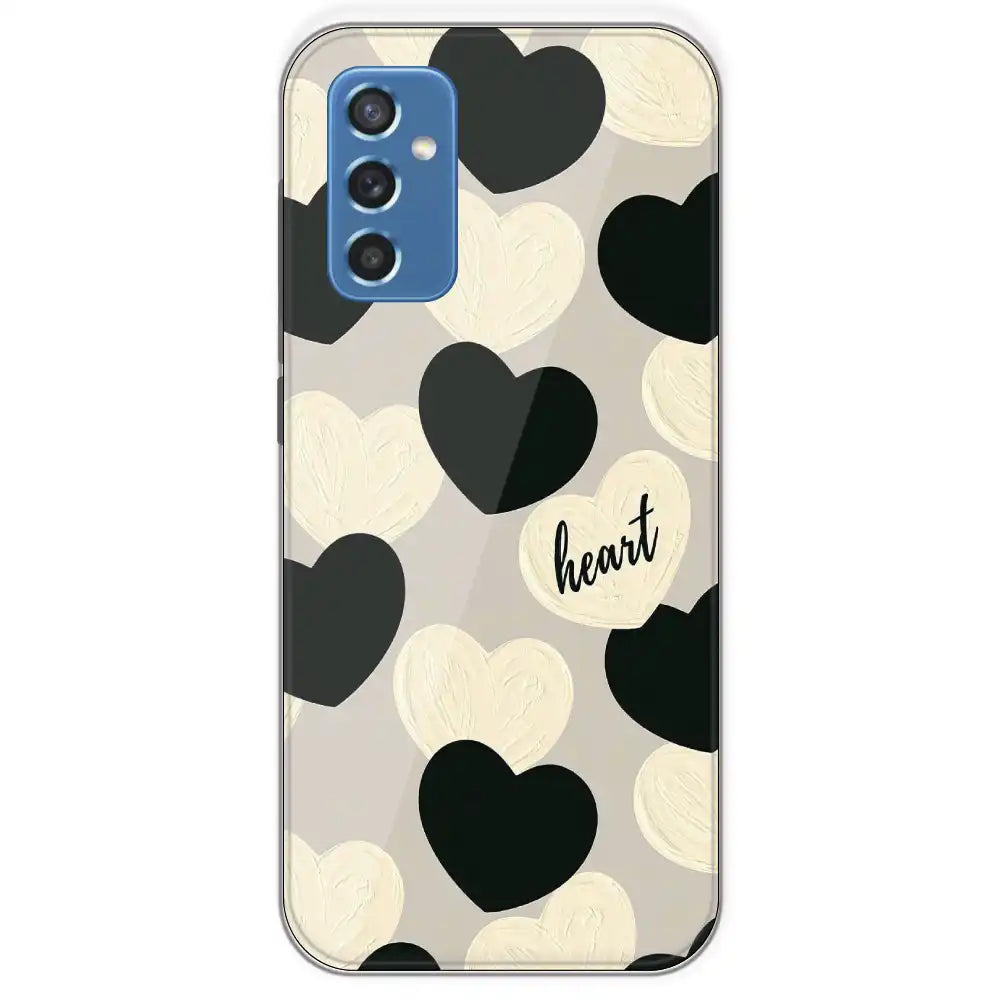 Black And White Heart - Printed Silicone Case For Samsung Galaxy M52