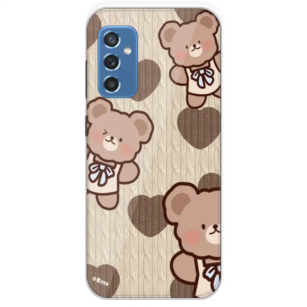 Teddy Heart - Printed Silicone Case For Samsung Galaxy M52