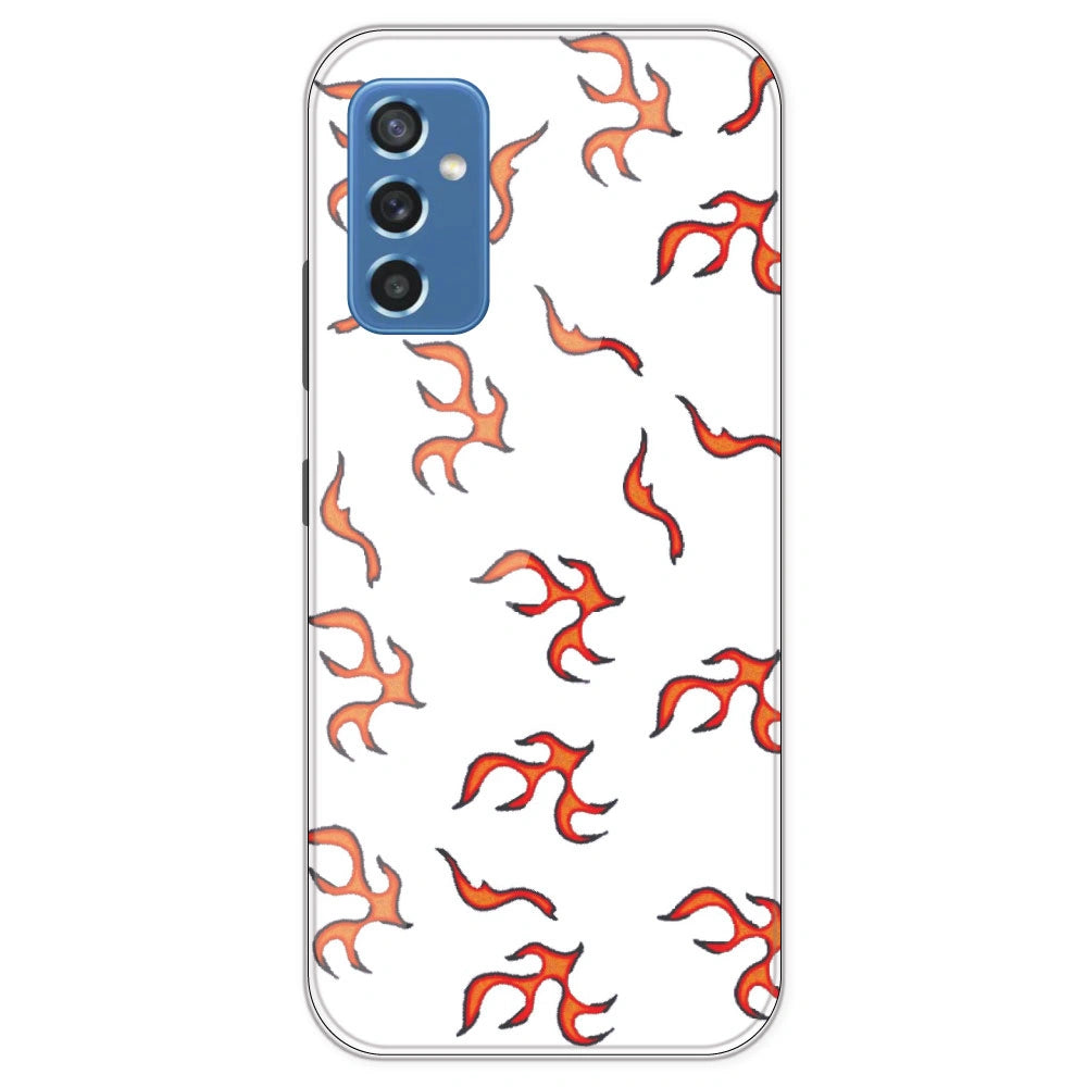 Orange Mini Flames - Clear Printed Silicone Case For Samsung Galaxy M52