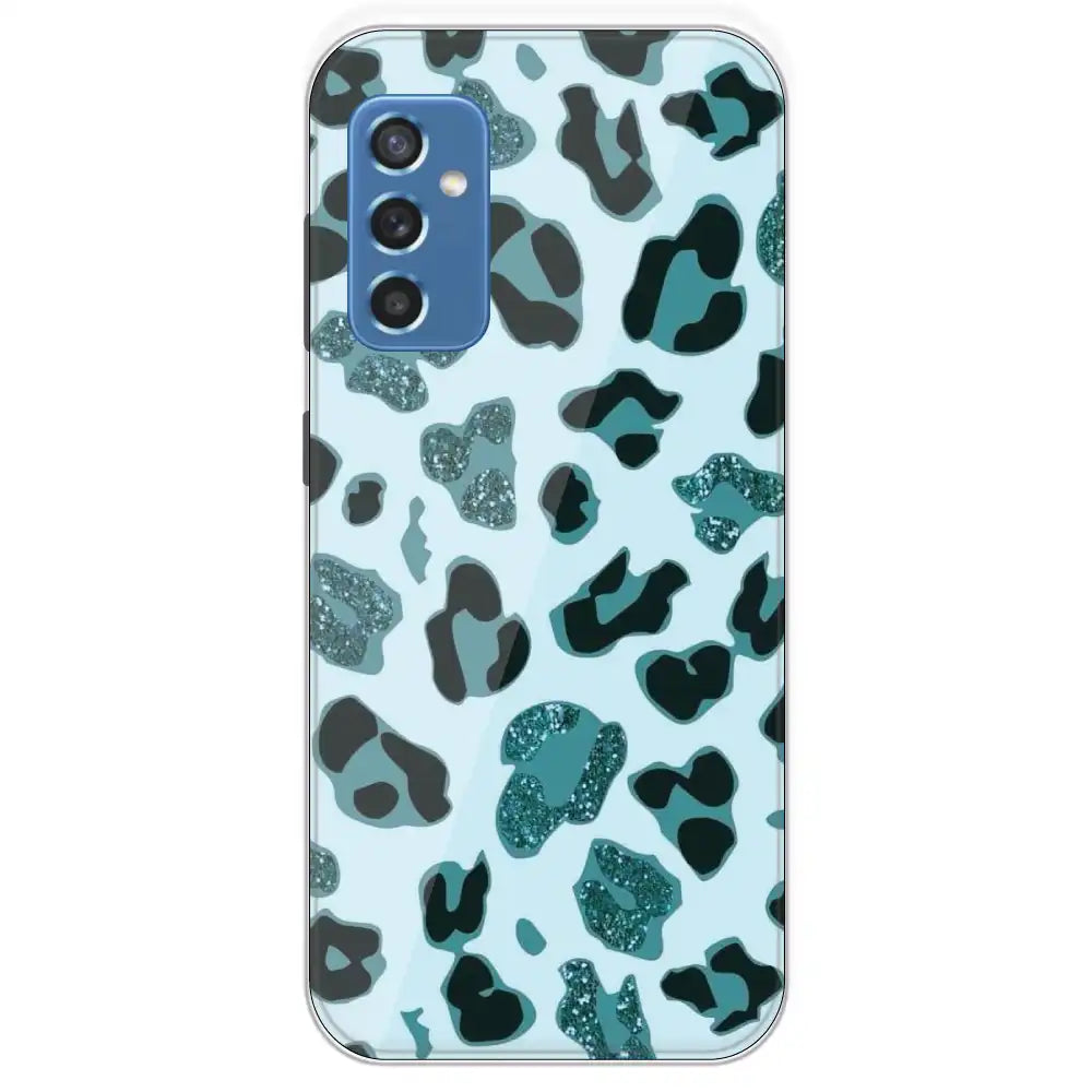 Blue Leopard Glitter Print - Printed Silicone Case For Samsung Galaxy 
M52