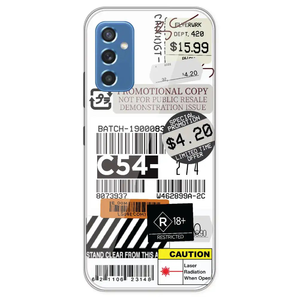 Labels - Clear Printed Silicone Case For Samsung Galaxy M52