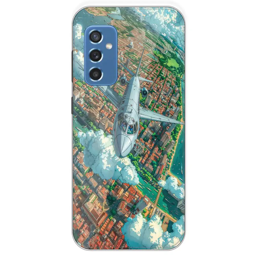 Flying Over City - Printed Silicone Case For Samsung Galaxy M52