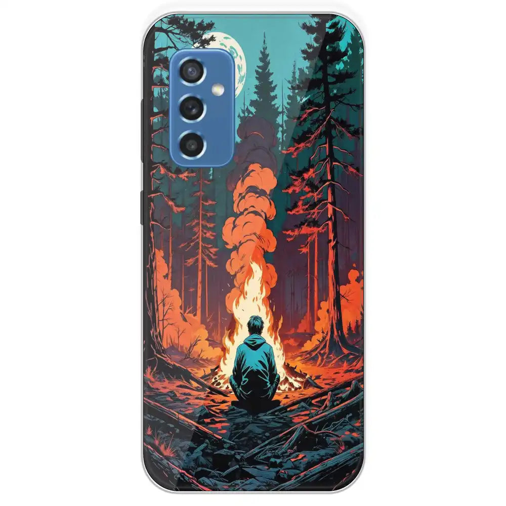 Boy With Camp Fire - Printed Silicone Case For Samsung Galaxy M52