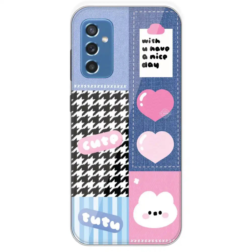 Cute Pink Bear Collage - Printed Silicone Case For Samsung Galaxy M52