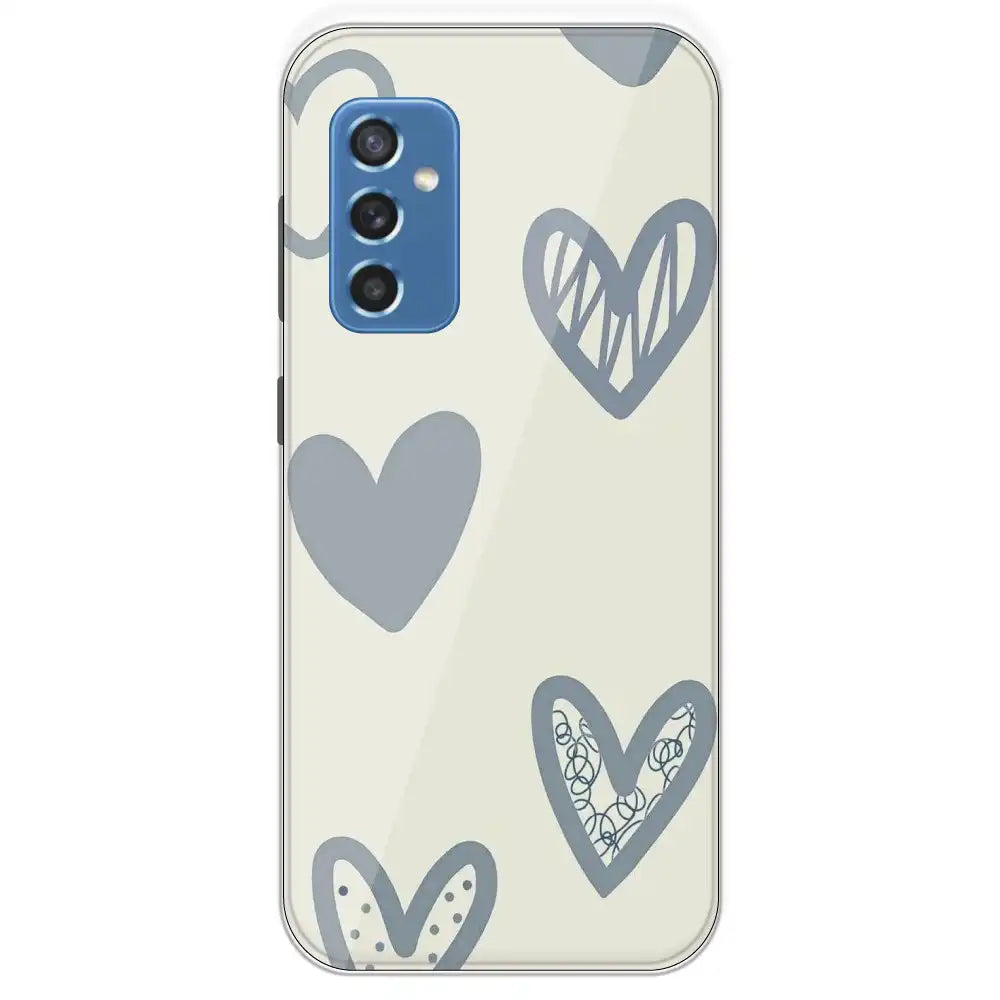 Light Blue Hearts - Printed Silicone Case For Samsung Galaxy M52