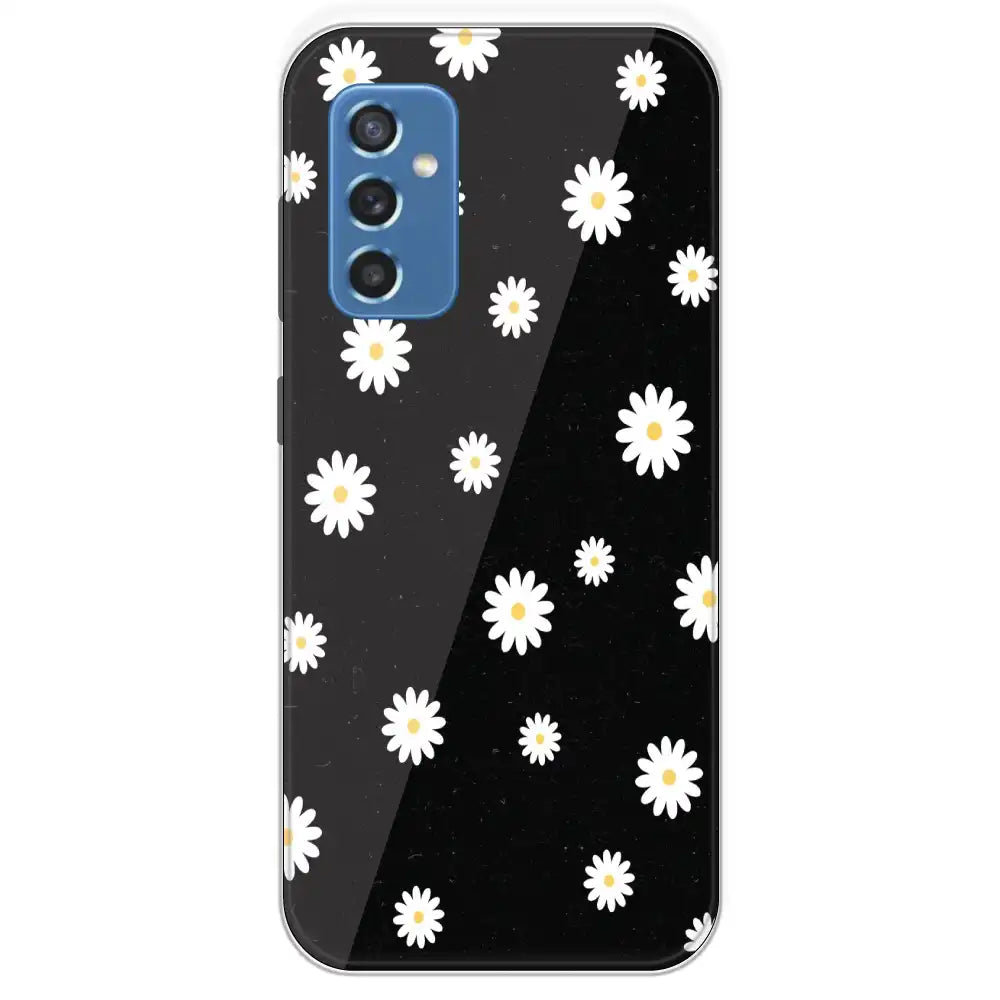 White And Black Flower - Printed Silicone Case For Samsung Galaxy M52
