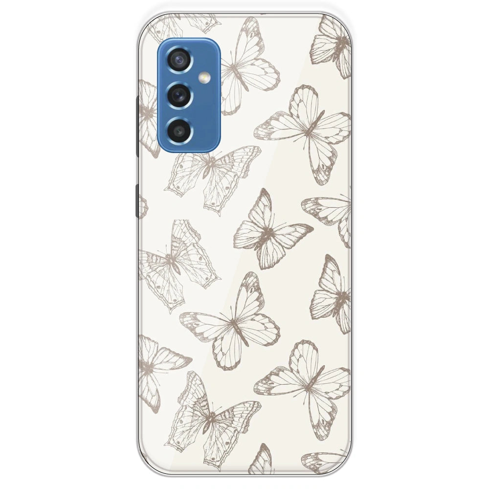 White Butterflies - Printed Silicone Case For Samsung Galaxy M52