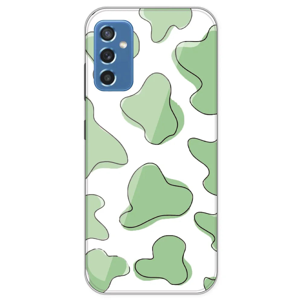 Green Cow Print - Clear Printed Silicone Case For Samsung Galaxy M52
