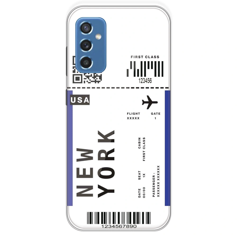 New York Ticket - Clear Printed Silicone Case For Samsung Galaxy M52