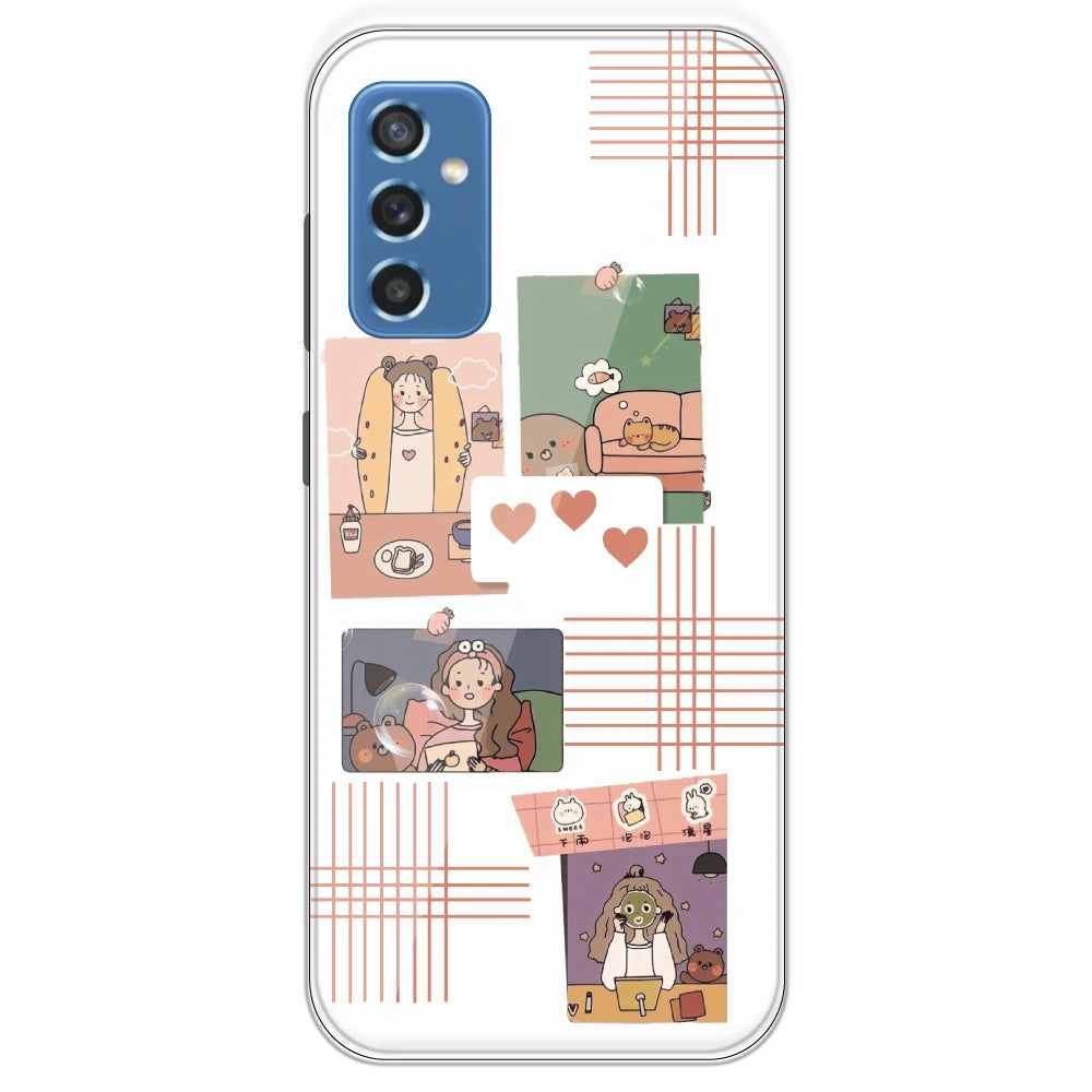 Cute Girl Collage - Clear Printed Silicone Case For Samsung Galaxy M52