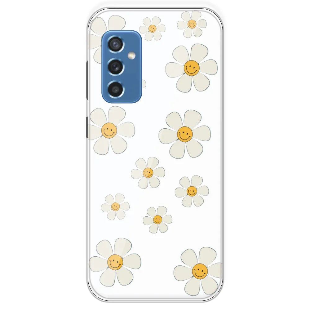 Smile Flowers - Clear Printed Silicone Case For Samsung Galaxy M52