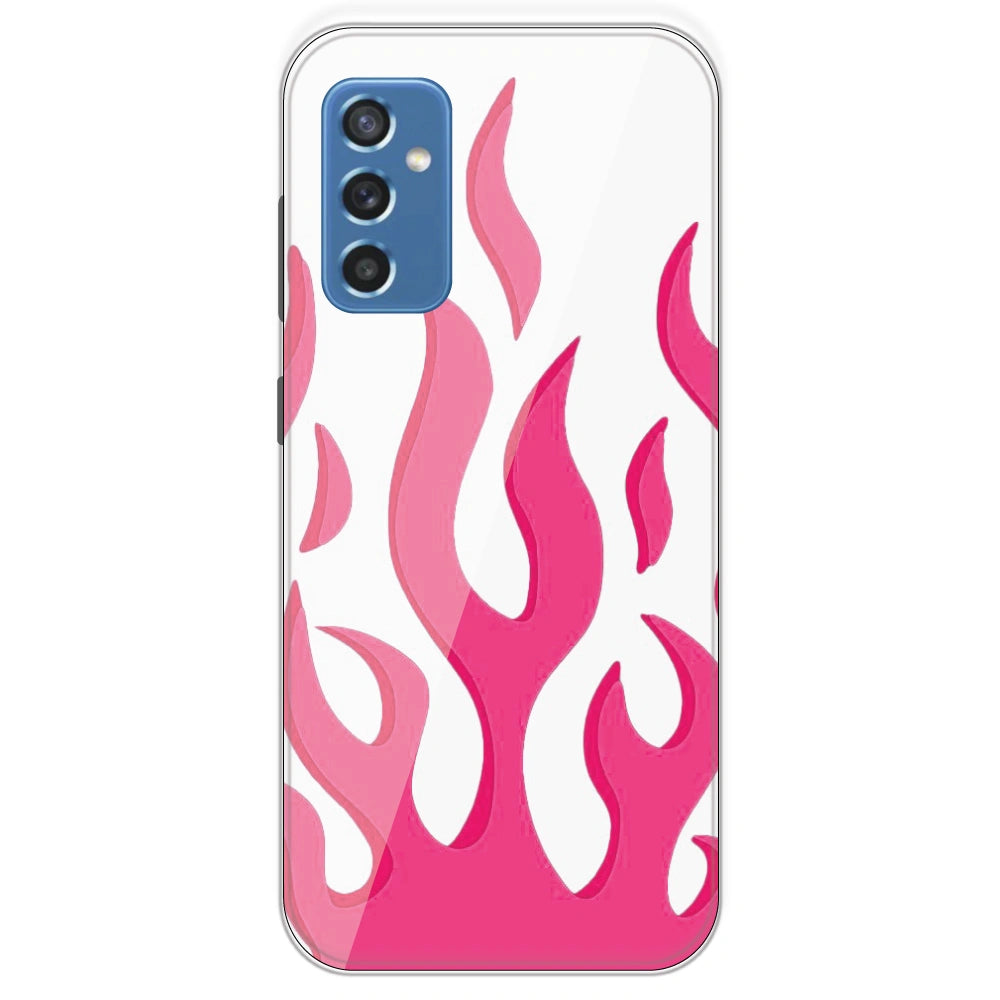 Pink Flames - Clear Printed Silicone Case For Samsung Galaxy M52