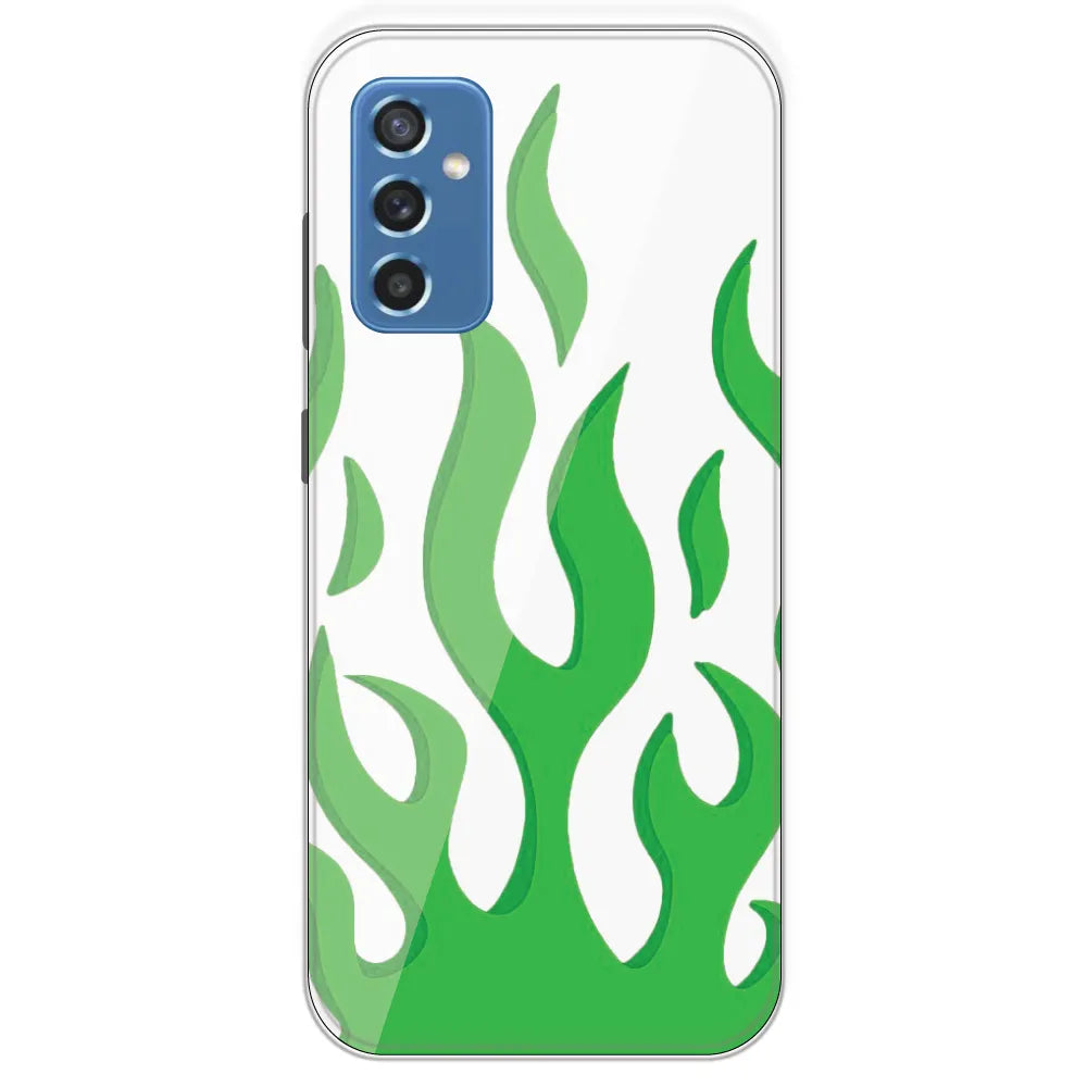 White Aesthetic Flame - Clear Printed Silicone Case For Samsung Galaxy M52