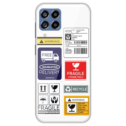Caution Labels - Clear Printed Silicone Case For Samsung Galaxy M53