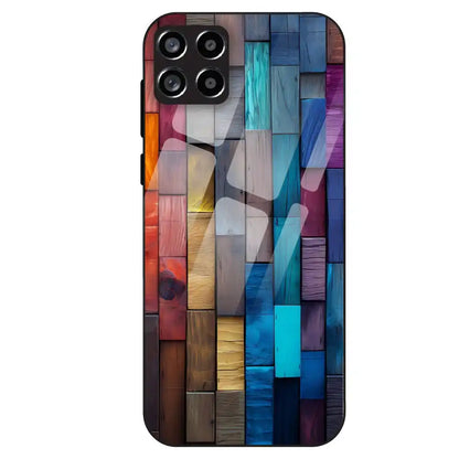 Color Block Wood Texture - Glass Case For Samsung Galaxy M53