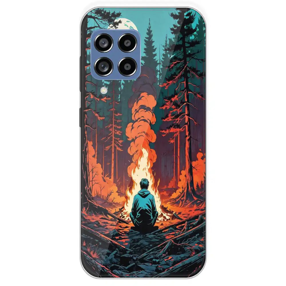 Boy With Camp Fire - Printed Silicone Case For Samsung Galaxy M53