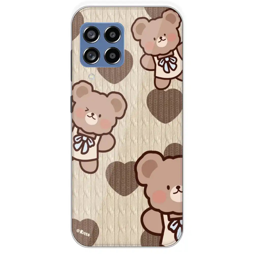 Teddy Heart - Printed Silicone Case For Samsung Galaxy M53