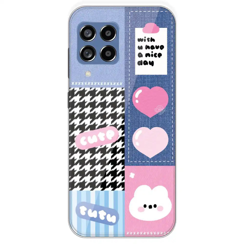 Cute Pink Bear Collage - Printed Silicone Case For Samsung Galaxy M53