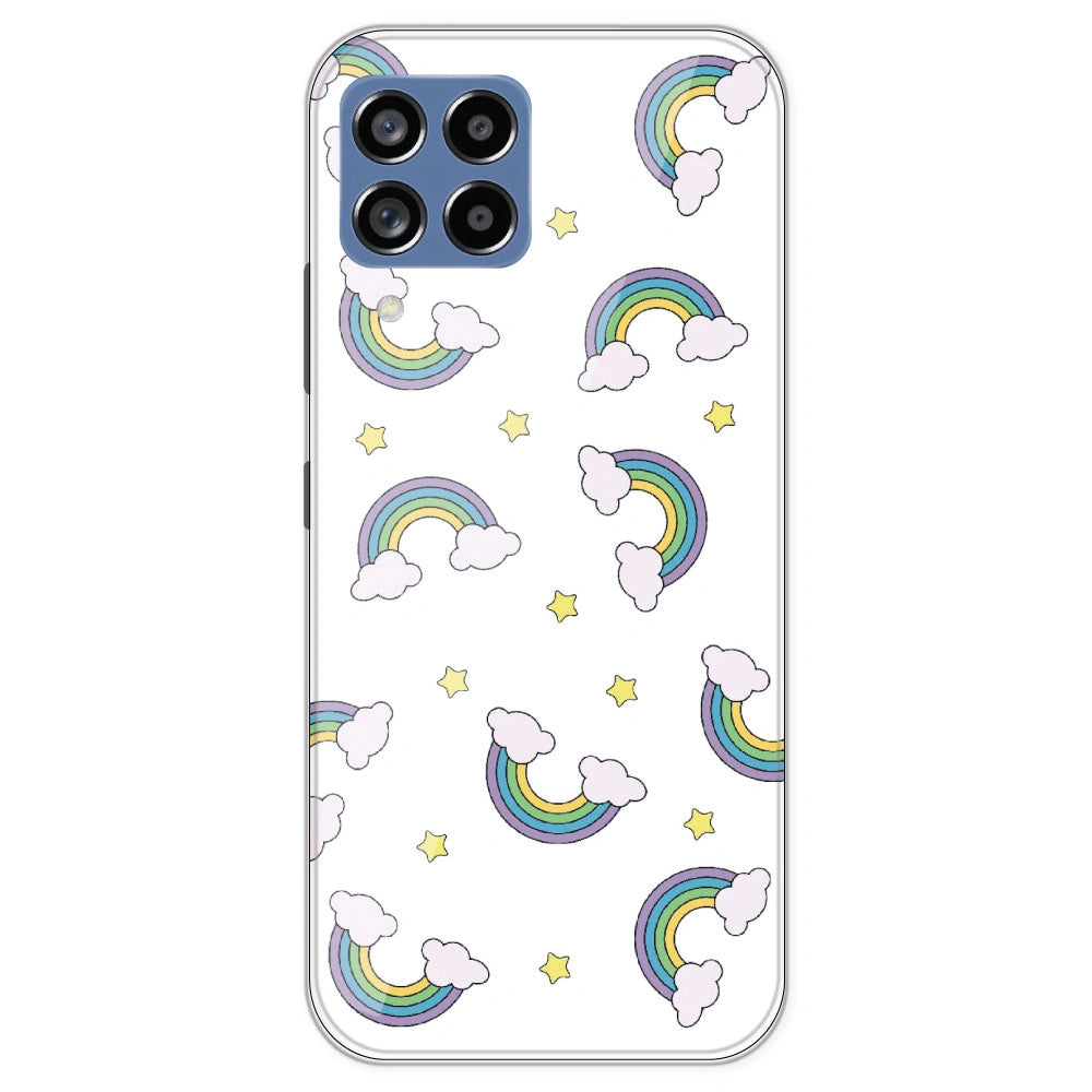 Rainbow With Clouds - Clear Printed Silicone Case For Samsung Galaxy M53